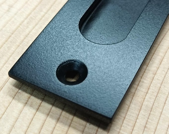 Mini Recessed Sliding Door Pull - Closed back, low projection, square corner