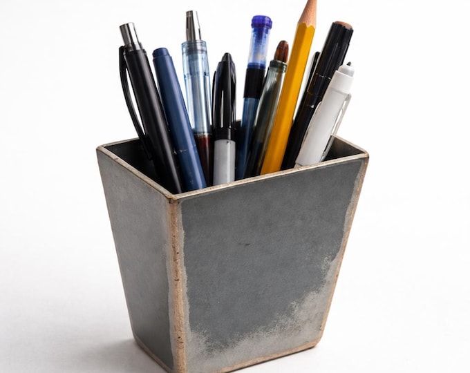 Core — Solid Steel Pencil Holder | Minimal Architectural Desk Object | Handmade Modern Organizer