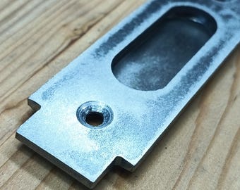 Mini Recessed Sliding Door Pull - Closed back, low projection, deco squared corner