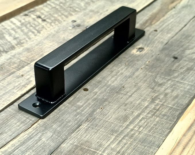 Flat Face Steel Barn Door Handle – Industrial Door Pull – Rustic Hardware for Sliding Doors