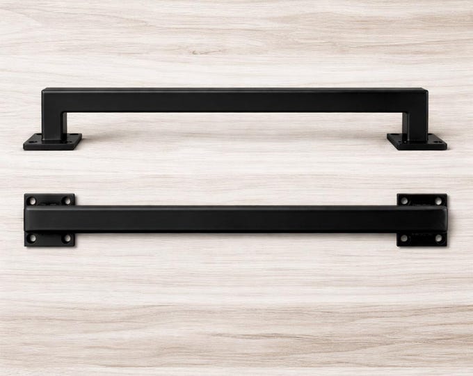 Industrial Raw Steel Door Handle – Flat Mount, Thick Wall Construction