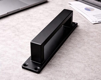 Modern Steel Handle – Solid Black Barn Door Pull – Industrial Hardware