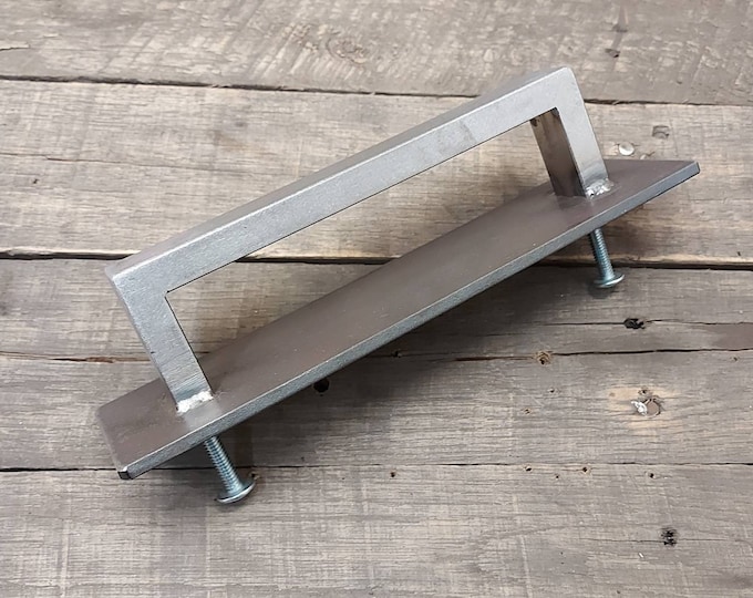 Steel Barn Door Handle – Industrial Loft Door Pull, 3" Backer