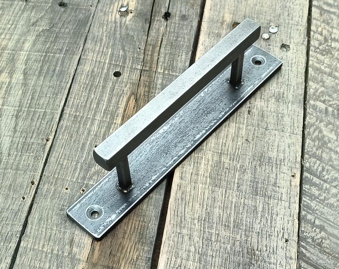 Industrial Raw Steel Cabinet Handle - Face Mounting