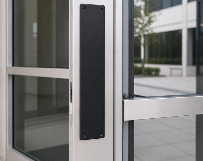 Industrial Steel Push Plate – 3" Flat Bar, Solid Steel Door Plate, Commercial Entry Hardware