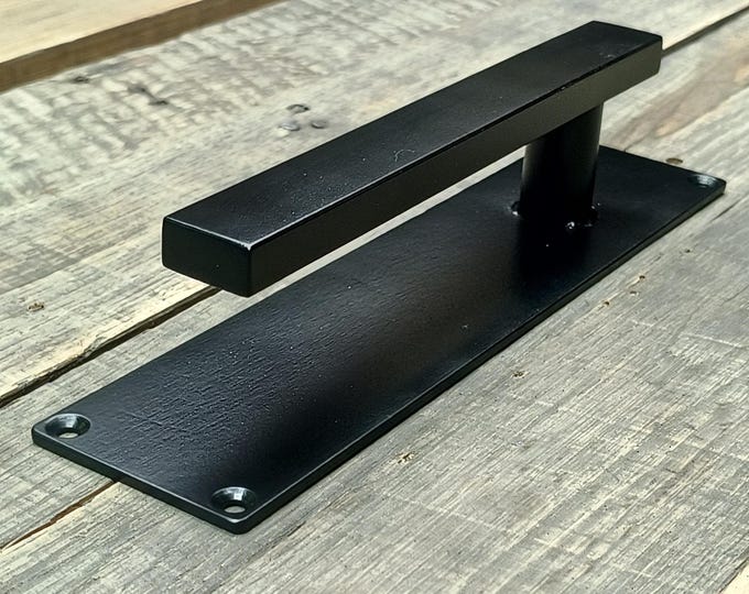 Industrial Barn Door Handle, Black Steel Rustic Hardware
