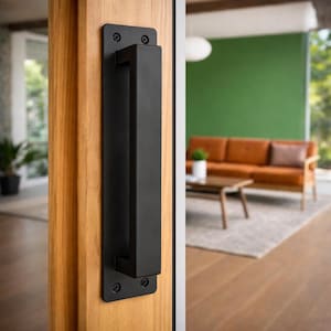 Minimal Steel Barn Door Handle – Architectural Pull in Solid Steel | Modern Industrial Hardware