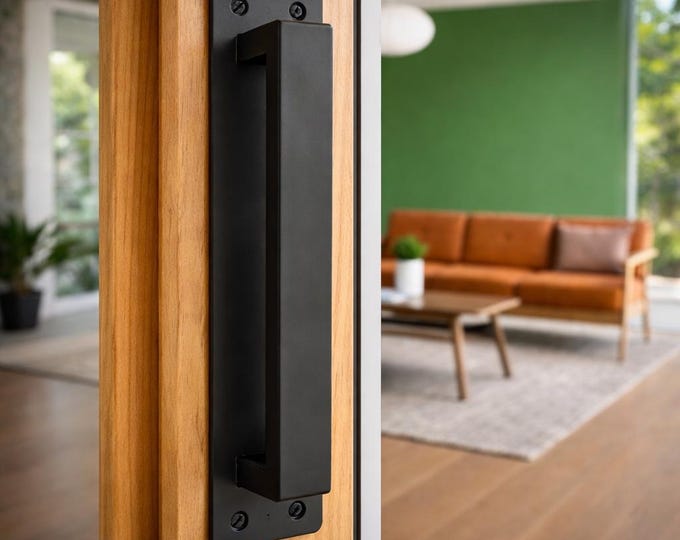 Minimal Steel Barn Door Handle – Architectural Pull in Solid Steel | Modern Industrial Hardware