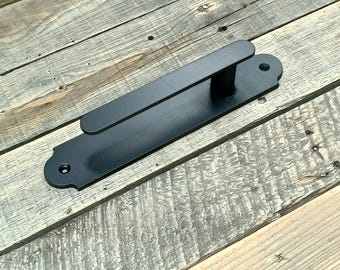 Brendan Series Industrial Barn Door Handle, Black Steel Rustic Hardware