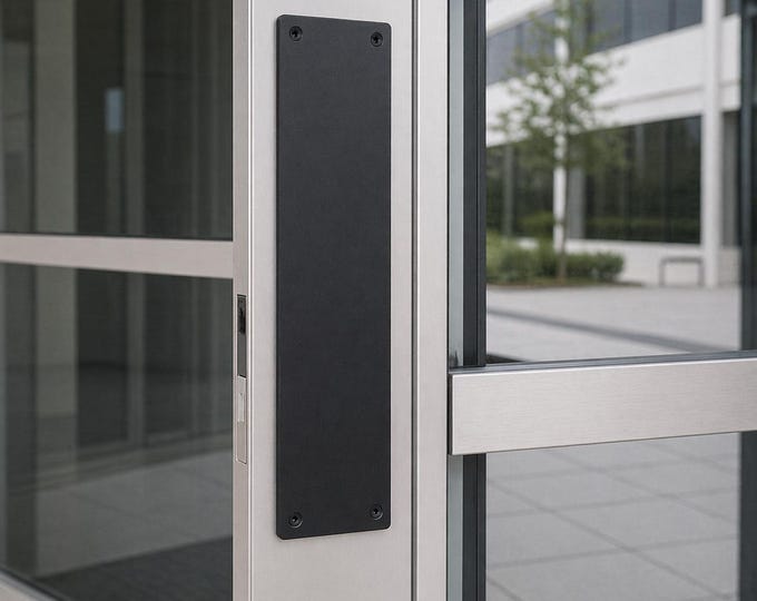 Wide Industrial Steel Push Plate – 4" Flat Bar, Solid Steel Door Plate, Commercial Entry Hardware