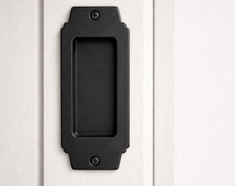French style Flush Recessed Sliding Barn Door Pull 3" Wide - Closed back