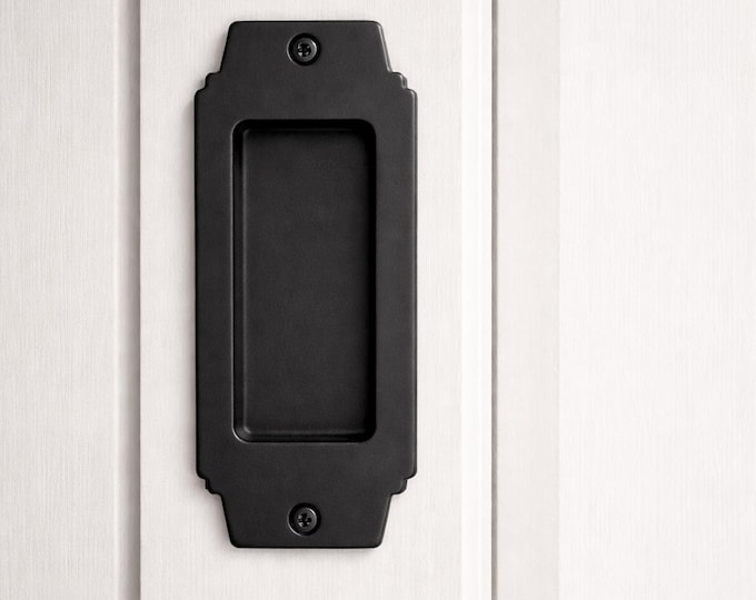 French style Flush Recessed Sliding Barn Door Pull 3" Wide - Closed back
