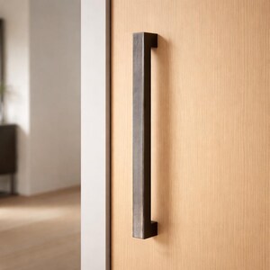 Minimal Steel Handle – Industrial Pull for Sliding Doors & Cabinets – Modern Rectangular Hardware