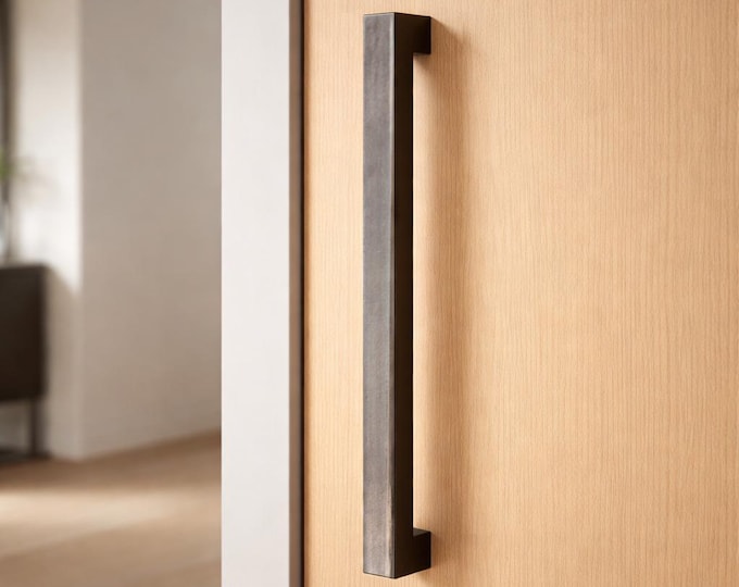 Minimal Steel Handle – Industrial Pull for Sliding Doors & Cabinets – Modern Rectangular Hardware