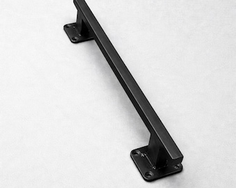 Raw Steel Industrial Door Handle – Square Tube, Flat Mount