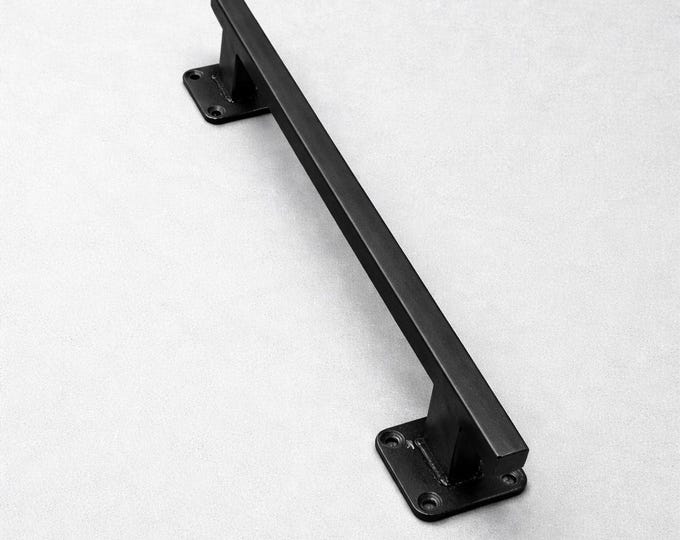 Raw Steel Industrial Door Handle – Square Tube, Flat Mount