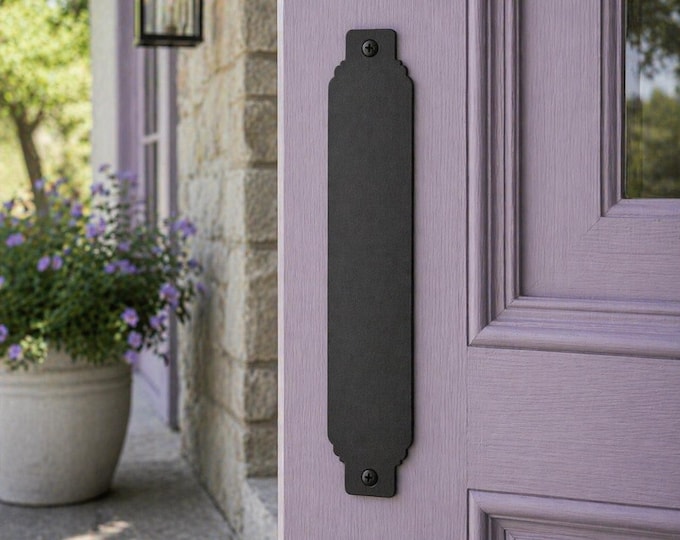 French Style Push Plate, 3" Flat Bar, Solid Steel Door Plate