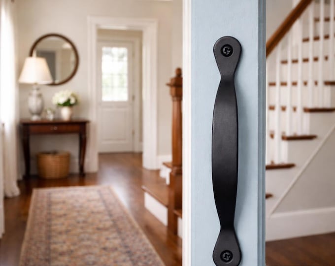 Curved Door Handle, Handmade Classic, face mounting