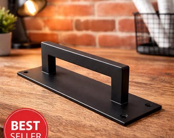 Steel Barn Door Handle – Industrial Loft Door Pull, Rectangle Tube