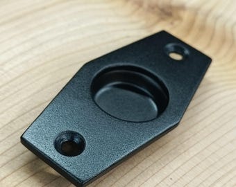 Mini Recessed Sliding Door Pull - Closed back, circular, diamond