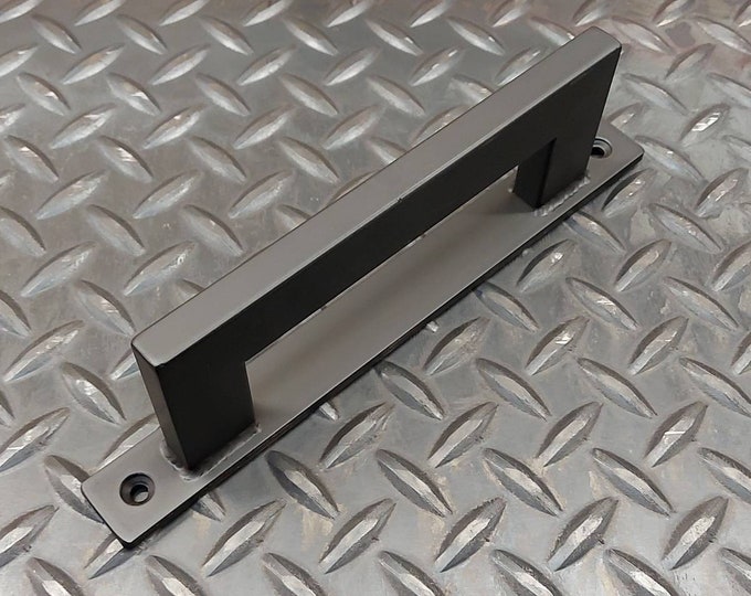 Industrial Steel Barn Door Handle – Loft Door Pull, Matte Black or Clear Finish