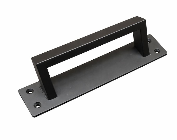 Industrial Offset Barn Door Handle – 30 Degree Steel Pull, Low Profile Modern Loft Hardware
