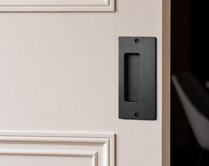 Minimalist Flush Recessed Sliding Barn Door Pull 4" x 7" - Closed back