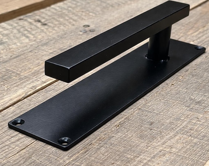 Industrial Barn Door Handle, Black Steel Rustic Hardware
