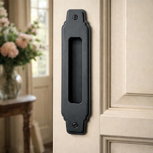 Trimmed French style Recessed Sliding Barn Door Pull 2" Wide - Closed back
