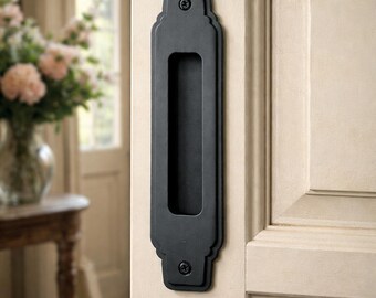 Trimmed French style Recessed Sliding Barn Door Pull 2" Wide - Closed back