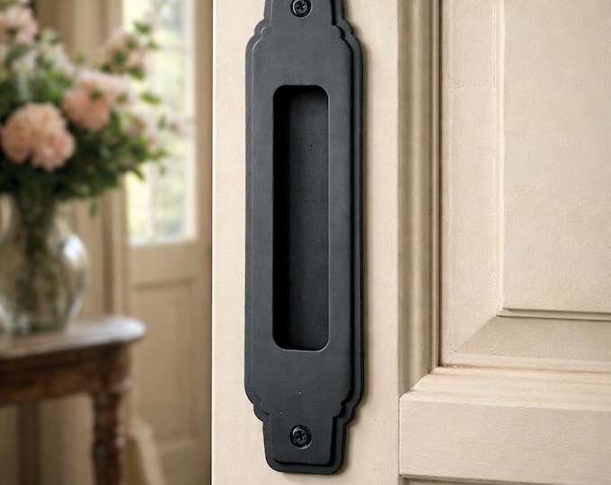 Trimmed French style Recessed Sliding Barn Door Pull 2" Wide - Closed back