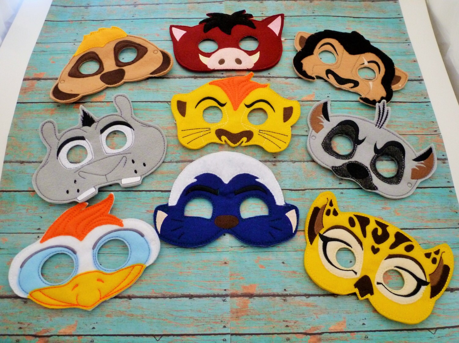 Lion Felt Masks! Lion, Mom Lion, Dad Lion, Cheetah, Hyena, Bird, Meer…