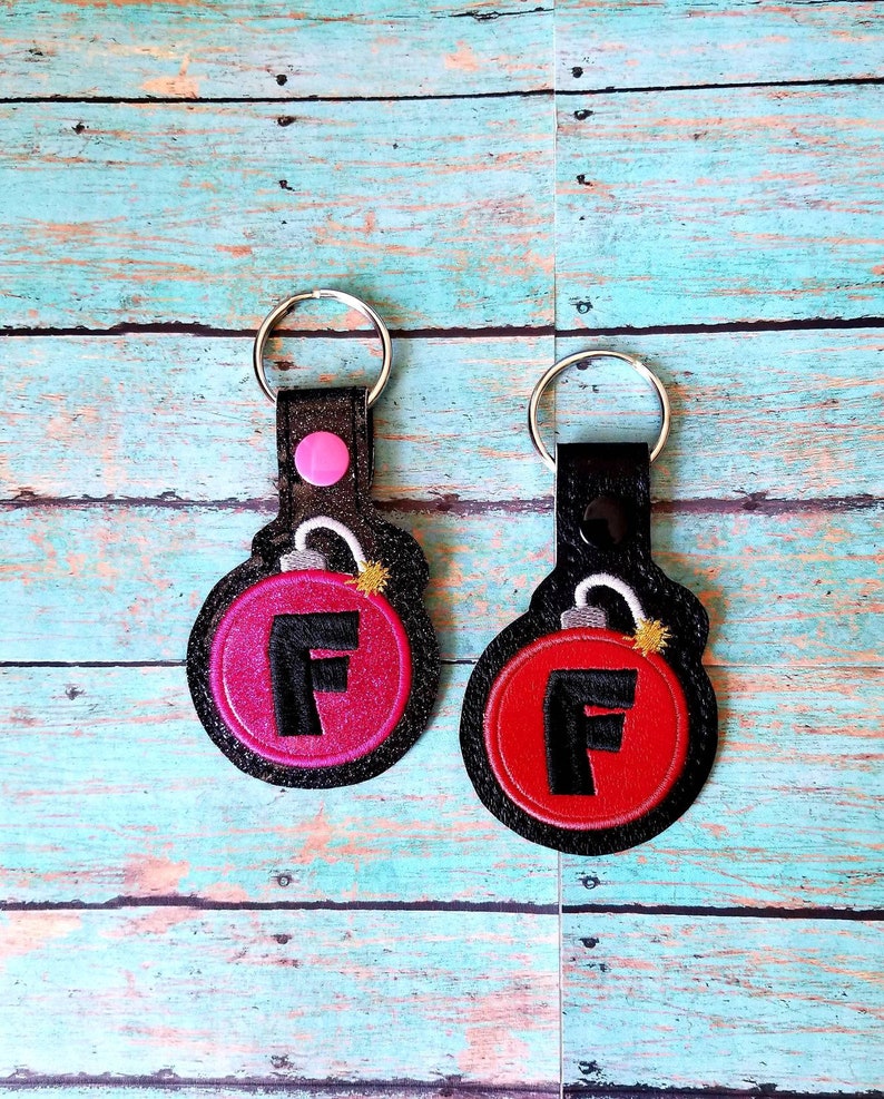 F Bomb Keychain Funny Keychain Chaos Bad Word Censor Gag Gift Eod Bomb Tech Personalize Colors Glitter Or Solid Vinyl