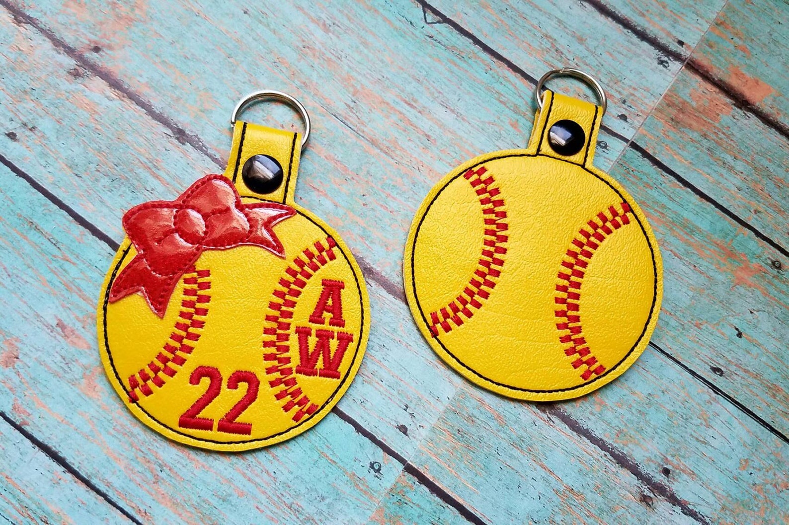 Softball or Baseball Bag Tag or Large Keychain Add a Bow Add Etsy