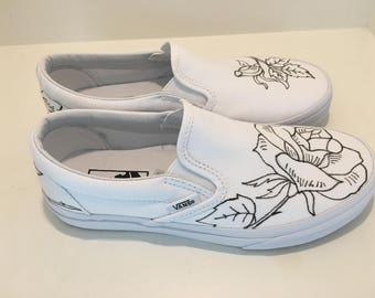 white vans drawn on