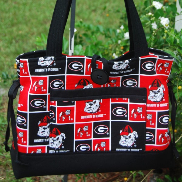 University of Georgia, Bulldogs, Who Let The Dogs Out?, College Team Bag, Bulldogs, Red And Black, Purse, Overnight Bag, Made To Order