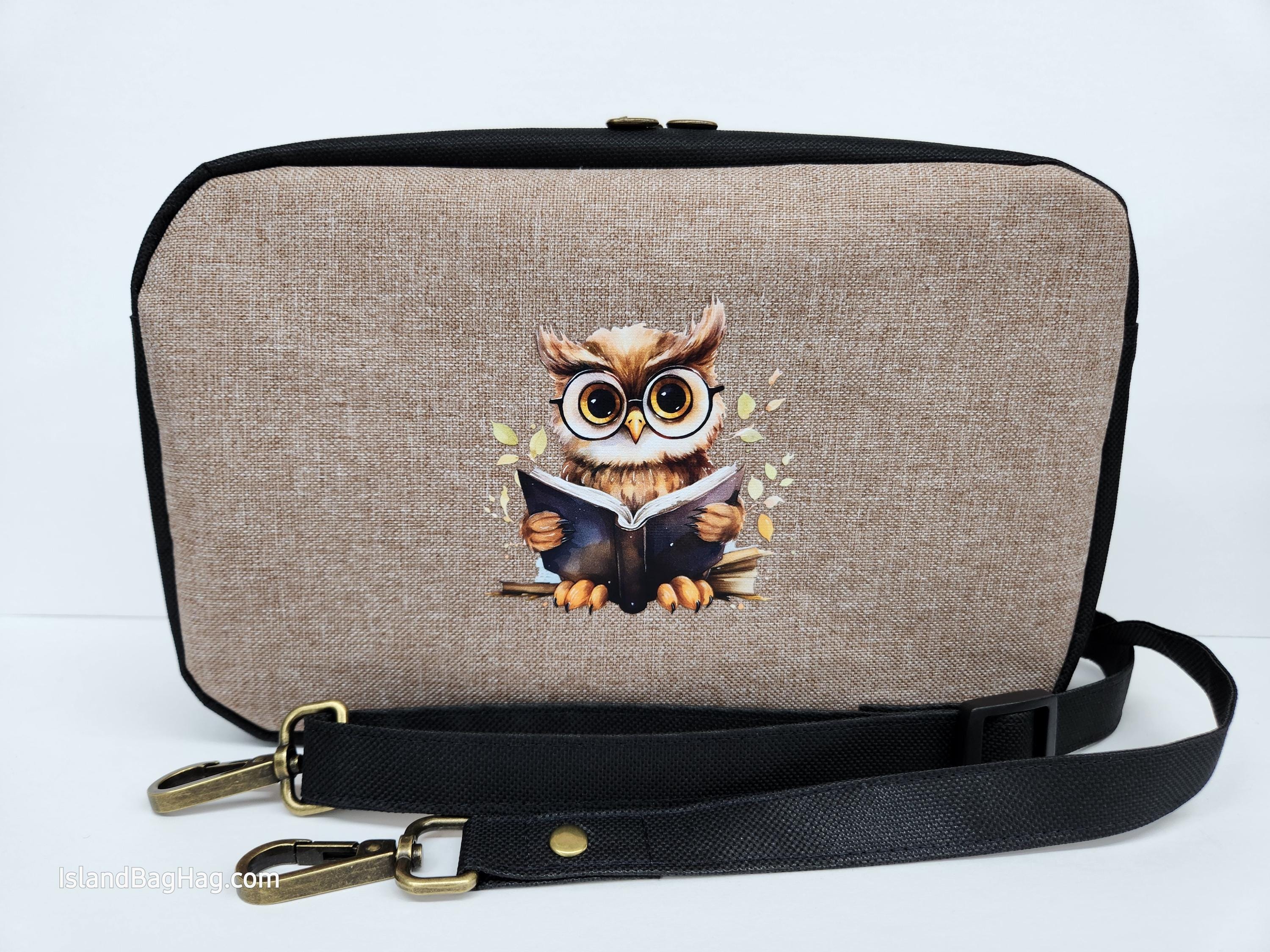 Waterproof owl book bag,kindle crossbody bag for readers,Tropical bird library tote small travel bag