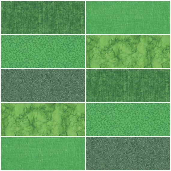 Clearance Fat Quarter Bundle, 100% Quilting Sewing Cotton Fabric Lot of 10  Hunter Kelley Green Colors, 5 Prints 2 Each, 18 X 22 