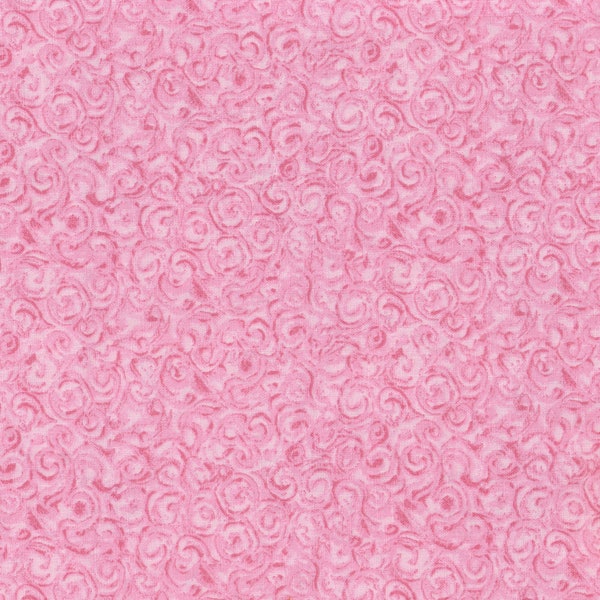 100% Cotton Floral Fabric By the Yard - Twister, Curly Q's Pink Print, Quilting Sewing Doll Clothes Crafts - Cut from Bolt, 36" x 44"