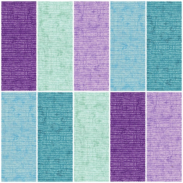 Jelly Roll - (20) 2 1/2" Purple Blue Teal Green Mint Colors, Cori Dantini's SEEDS Collection, 100% Cotton Fabric - 2.5" x 44"