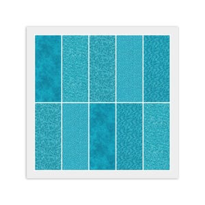 Jelly Roll - (20) 2 1/2&quot; Turquoise Blue Strips, 100% Cotton Fabric for Quilting Sewing Crafts, 5 Prints 4 of Each - 2 1/2&quot; x 44&quot;