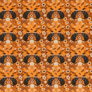 Witchy Ways by Cori Dantini for Free Spirit - Witchy Kitty PWCD149 Orange Black & White, 100% Cotton Fabric Quilting, Crafts - 36" x 44"