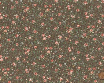 New Floral - By the Yard, 100% Cotton Fabric, Brown Pink Beige Country Floral for Quilting Sewing Craft Projects, 36" x 44"