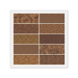 10 Fat Quarters - 18&quot; x 22&quot; OR 20 Strip Jelly Roll - 2 1/2&quot; x 44&quot; Brown Colors, 100% Cotton Fabric for Quilting & Craft Projects