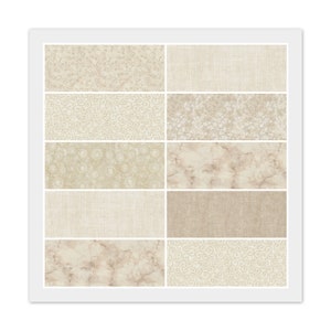 10 Fat Quarters - 18&quot; x 22&quot; OR 20 Strip Jelly Roll - 2 1/2&quot; x 44&quot;, Natural Beige Vanilla Cream, 100% Cotton Fabric for Quilting & Crafts