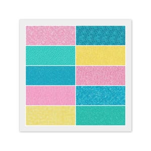 Turquoise Pink Yellow Cotton Fabric: 40) 5" Charm Pack, 20) 10" Layer Cake