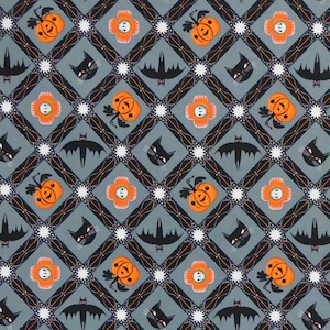 Witchy Ways by Cori Dantini for Free Spirit - Witchy Friends PWCD147 Gray Orange Black & White, Quilting 100% Cotton Fabric - 36" x 44"