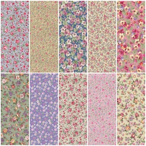 Jelly Roll - (20) 2 1/2" Multiple Color Country Florals, 10 Prints 2 Each, 100% Cotton Fabric for Quilting Sewing Crafts - 2.5" x 44"