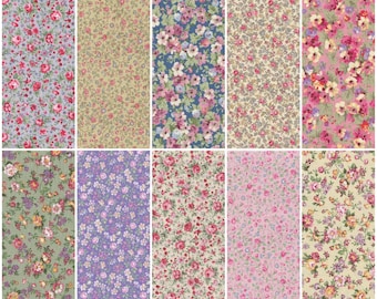 Jelly Roll - (20) 2 1/2" Multiple Color Country Florals, 10 Prints 2 Each, 100% Cotton Fabric for Quilting Sewing Crafts - 2.5" x 44"