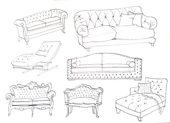 Luxury Chair Study Drawing Original Pen On Paper A4 Furniture Etsy